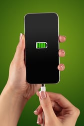 Elegant hand charging cellphone with low battery