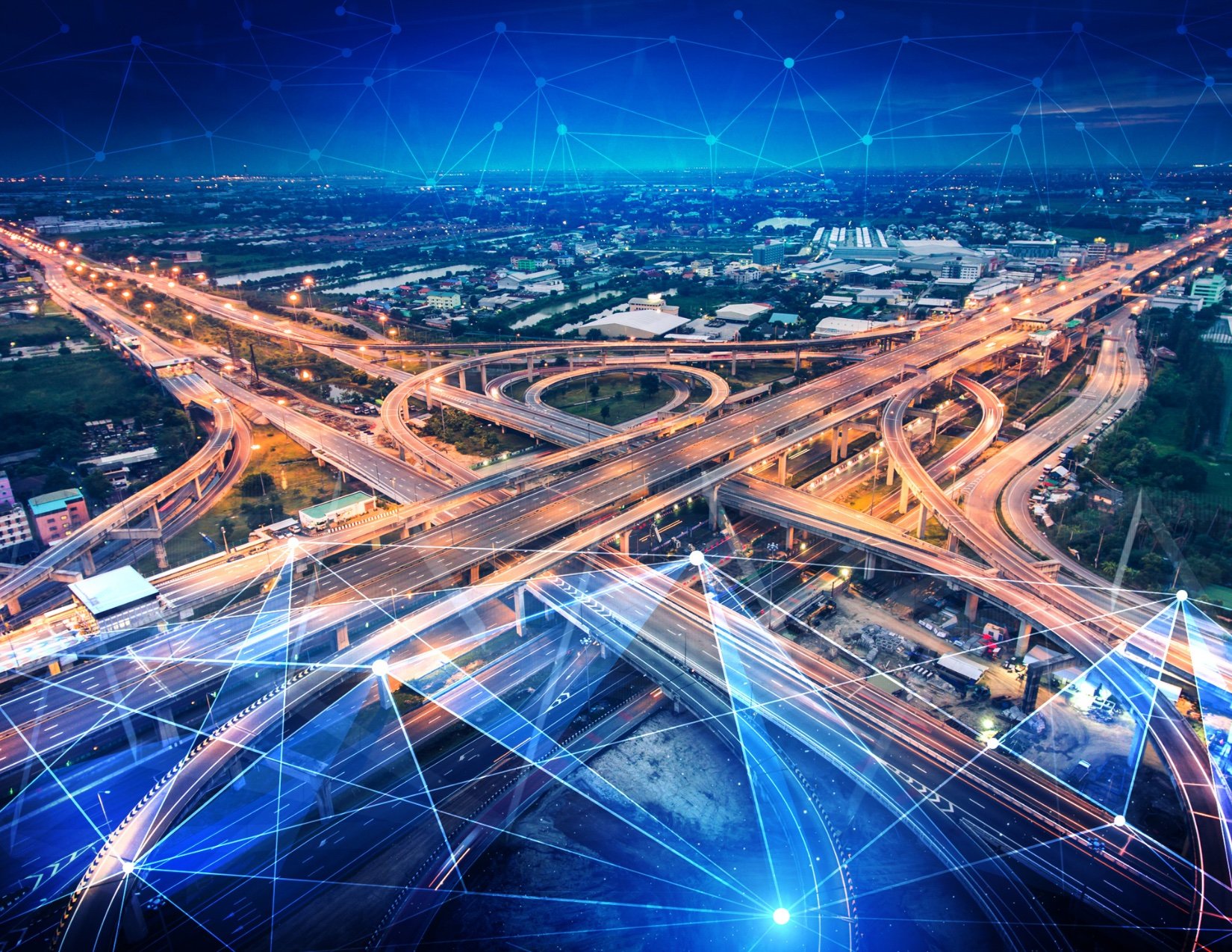 Highway interchange with a technology overlay